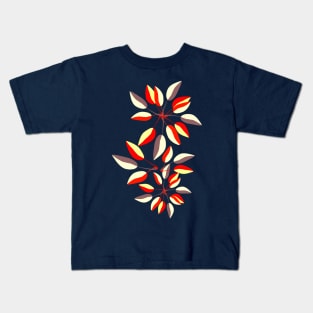 Duo-Toned Leaf pattern 2 (Red) Kids T-Shirt